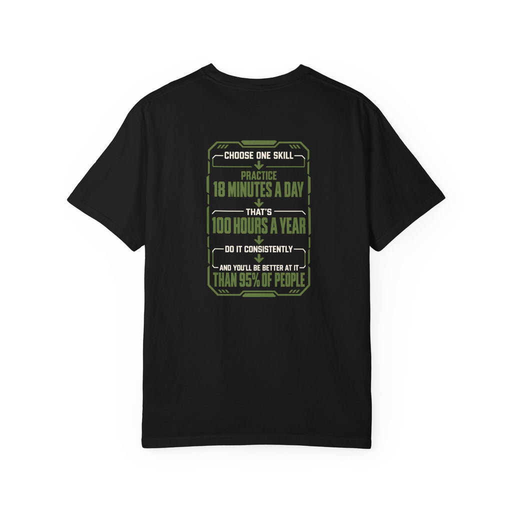 Practice 18 Minutes a Day Tee — 'Cheat Code 006' Motivational Graphic T‑Shirt