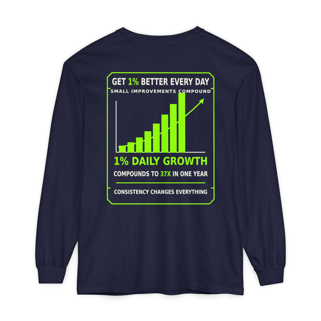 Long Sleeve T-Shirt — 'Cheat Code 007' 1% Daily Growth Motivational Tee