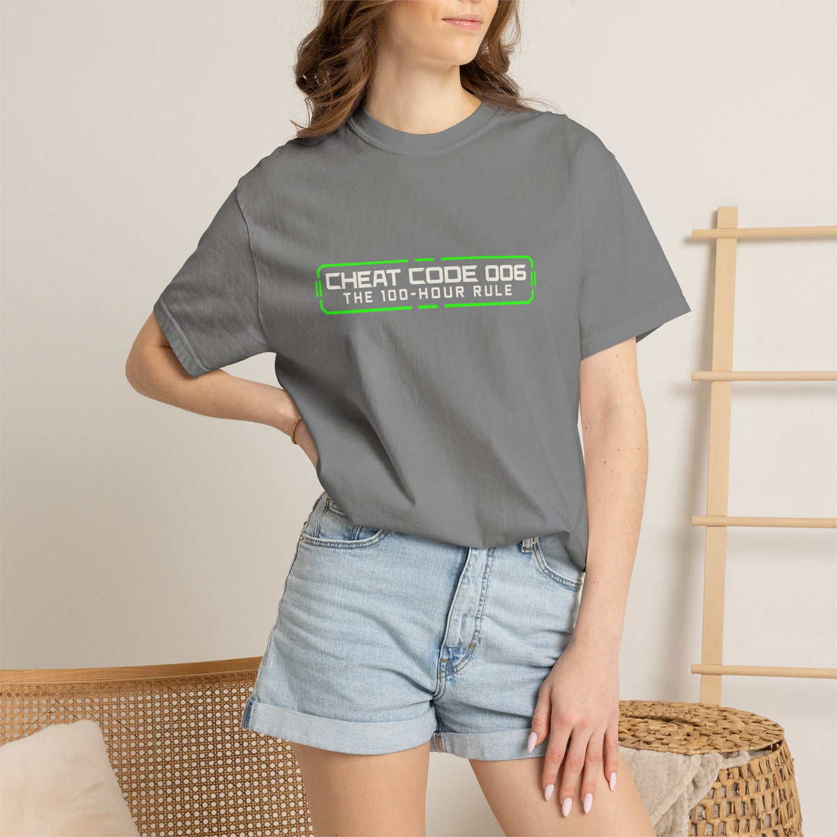 Cheat Code 006 T-Shirt — "The 100-Hour Rule" Motivational Practice Tee