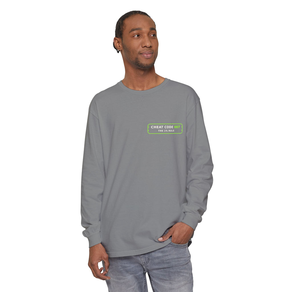 Long Sleeve T-Shirt — 'Cheat Code 007' 1% Daily Growth Motivational Tee