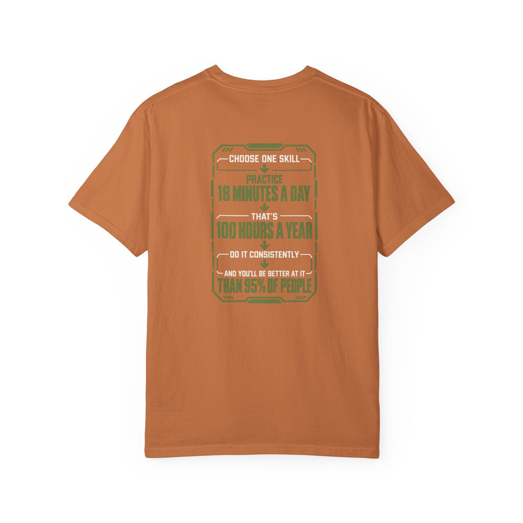 Practice 18 Minutes a Day Tee — 'Cheat Code 006' Motivational Graphic T‑Shirt