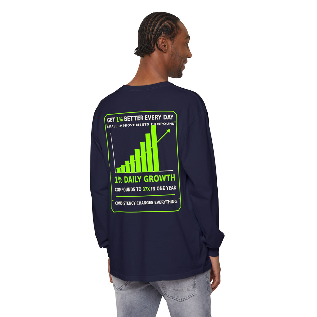Long Sleeve T-Shirt — 'Cheat Code 007' 1% Daily Growth Motivational Tee