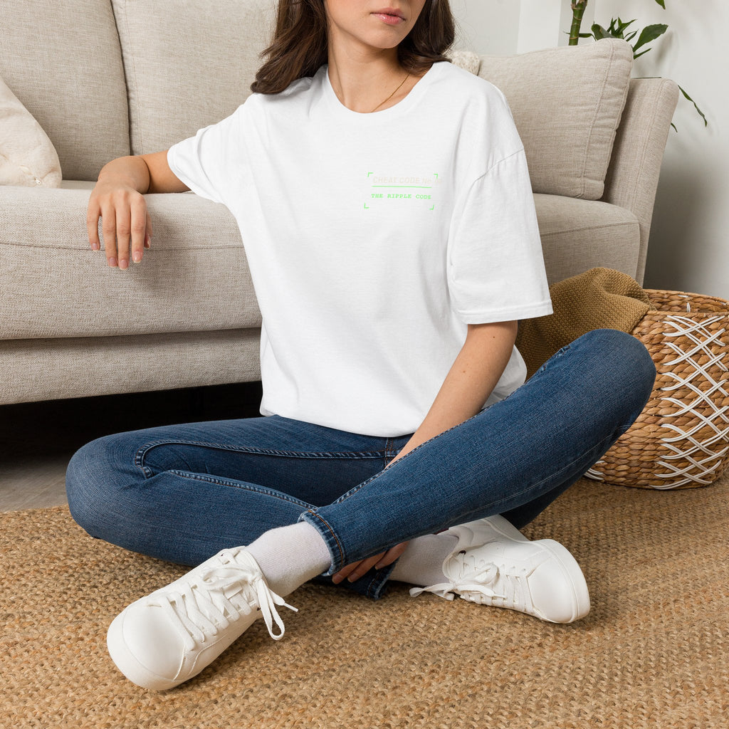 Minimalist 'The World Is Yours' White T-Shirt — Subtle Neon Chest Print