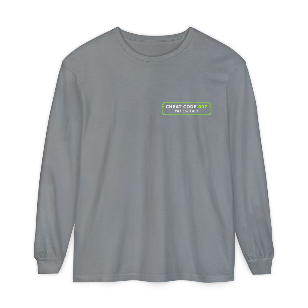 Long Sleeve T-Shirt — 'Cheat Code 007' 1% Daily Growth Motivational Tee