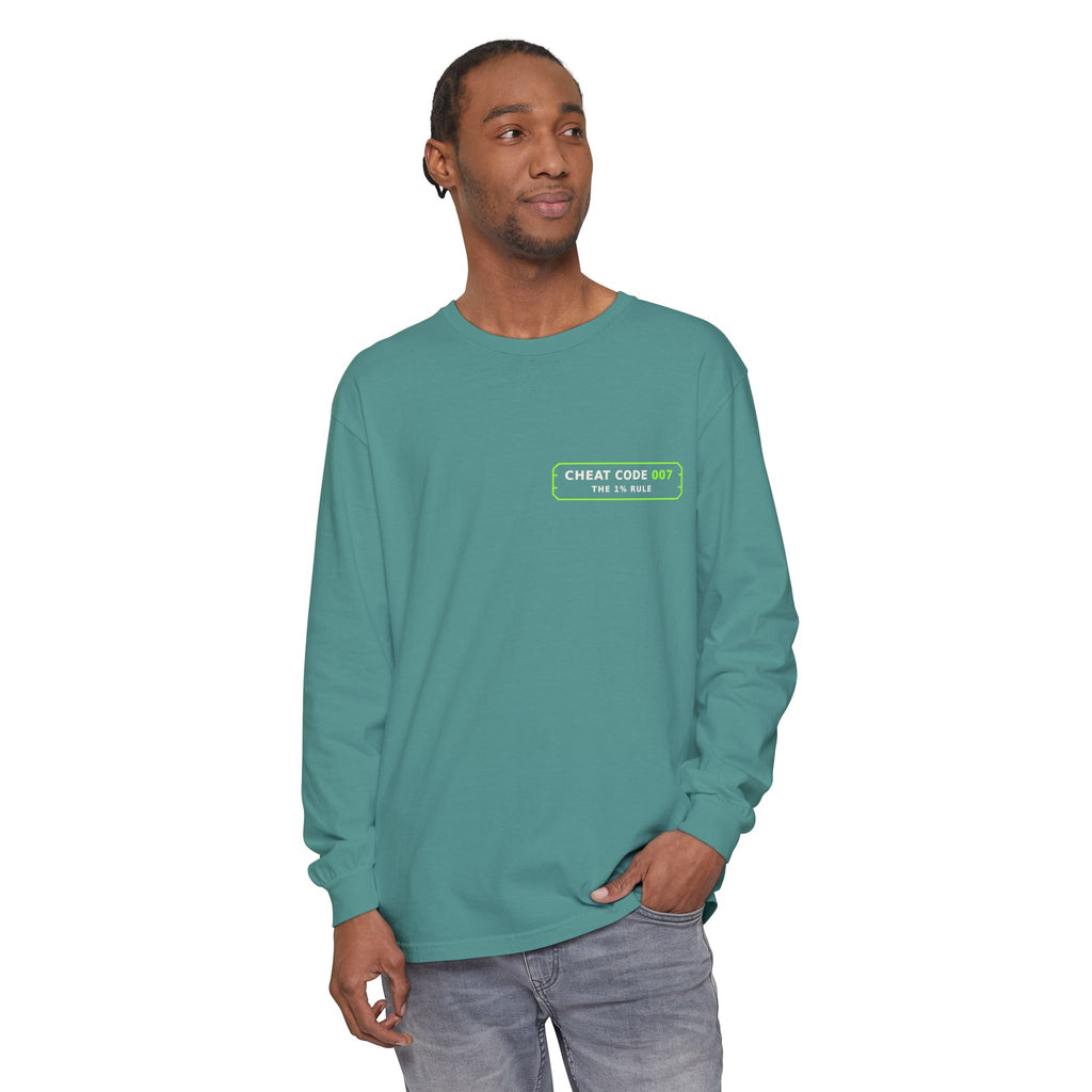 Long Sleeve T-Shirt — 'Cheat Code 007' 1% Daily Growth Motivational Tee