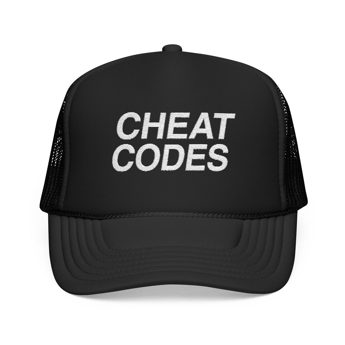 Cheat Codes Trucker Hat – Retro Gaming Foam Mesh Cap