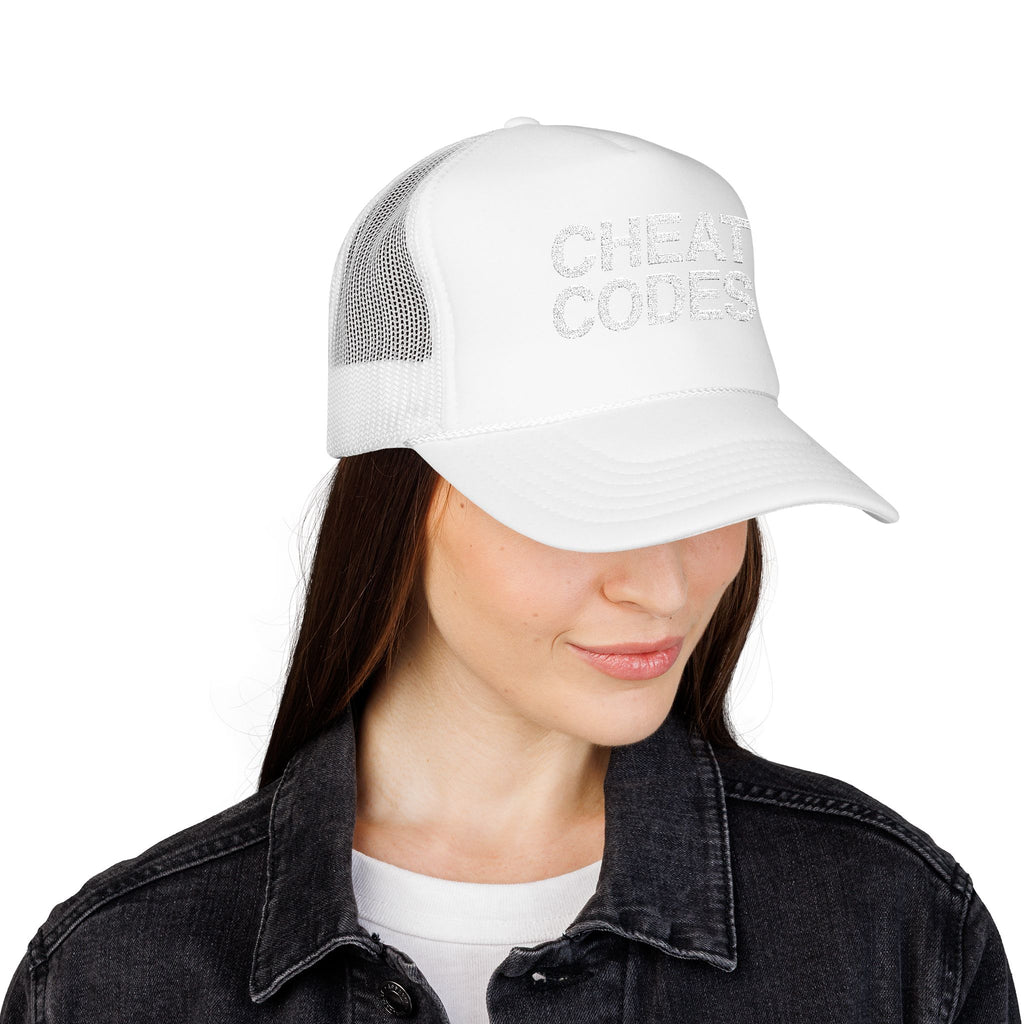 Cheat Codes Trucker Hat – Retro Gaming Foam Mesh Cap