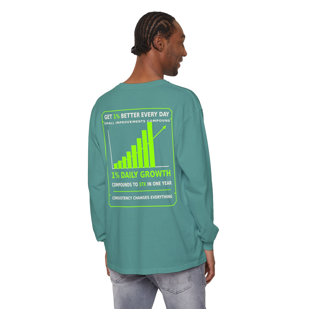 Long Sleeve T-Shirt — 'Cheat Code 007' 1% Daily Growth Motivational Tee