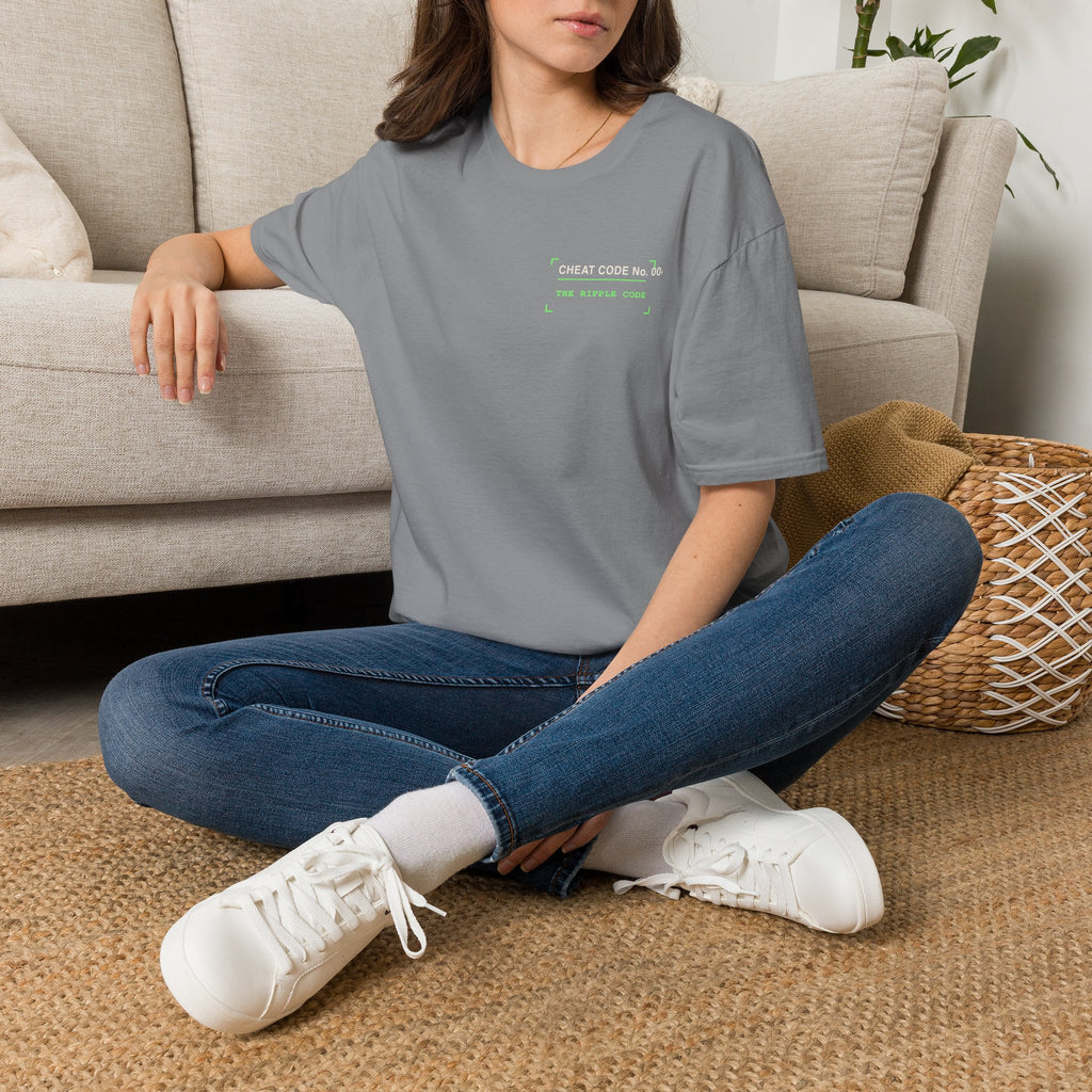 Minimalist 'The World Is Yours' White T-Shirt — Subtle Neon Chest Print