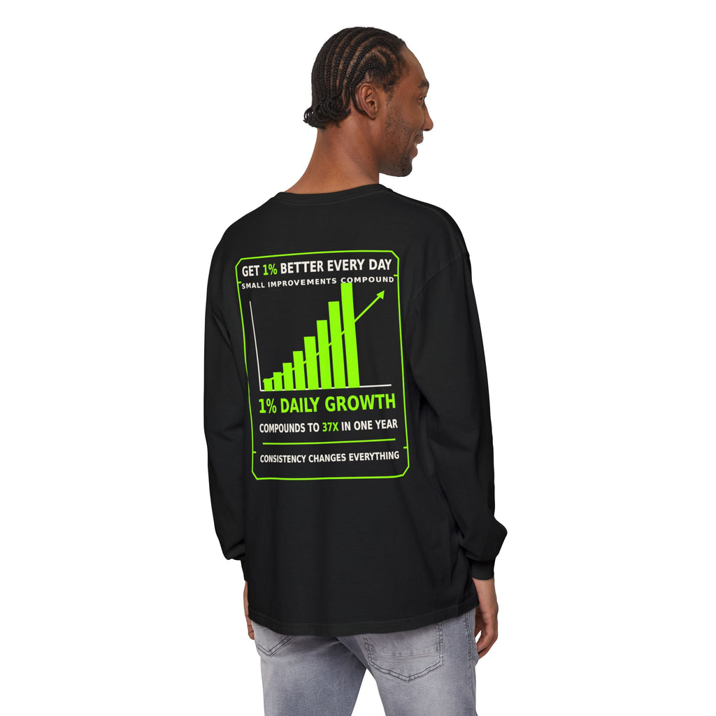 Long Sleeve T-Shirt — 'Cheat Code 007' 1% Daily Growth Motivational Tee
