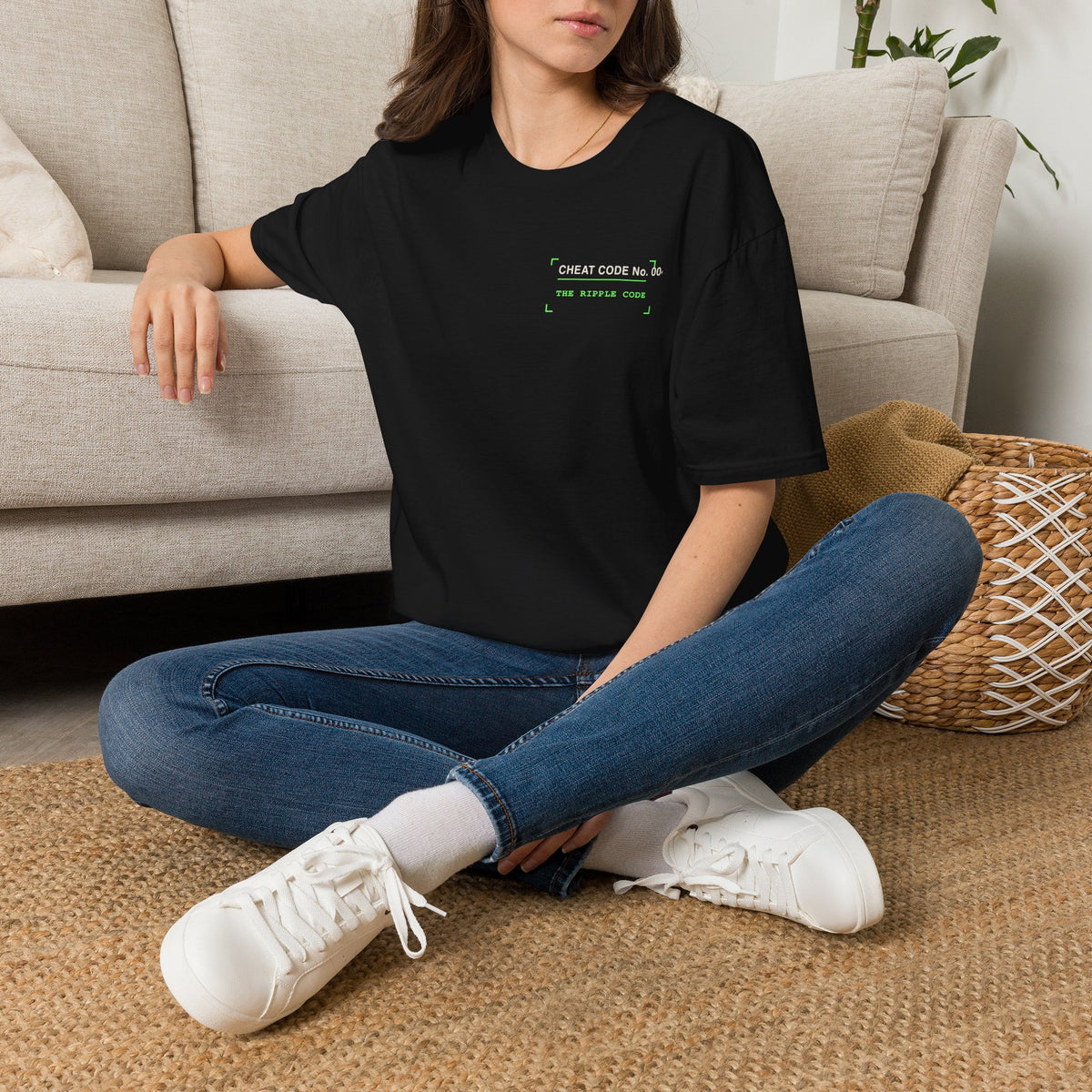 Minimalist 'The World Is Yours' White T-Shirt — Subtle Neon Chest Print