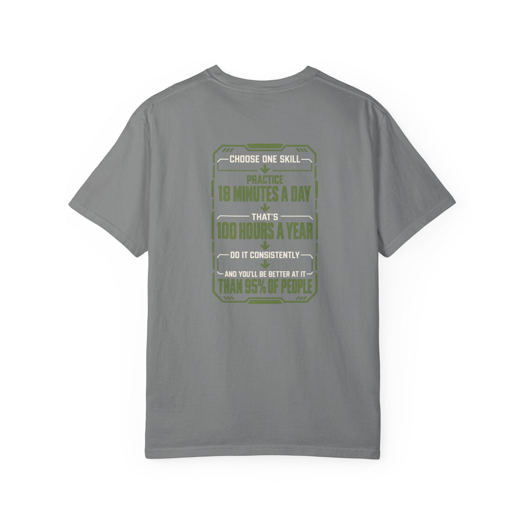 Practice 18 Minutes a Day Tee — 'Cheat Code 006' Motivational Graphic T‑Shirt