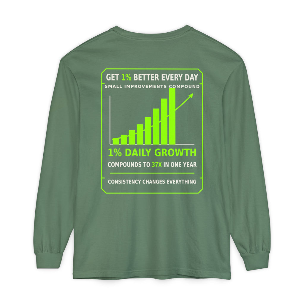 Long Sleeve T-Shirt — 'Cheat Code 007' 1% Daily Growth Motivational Tee