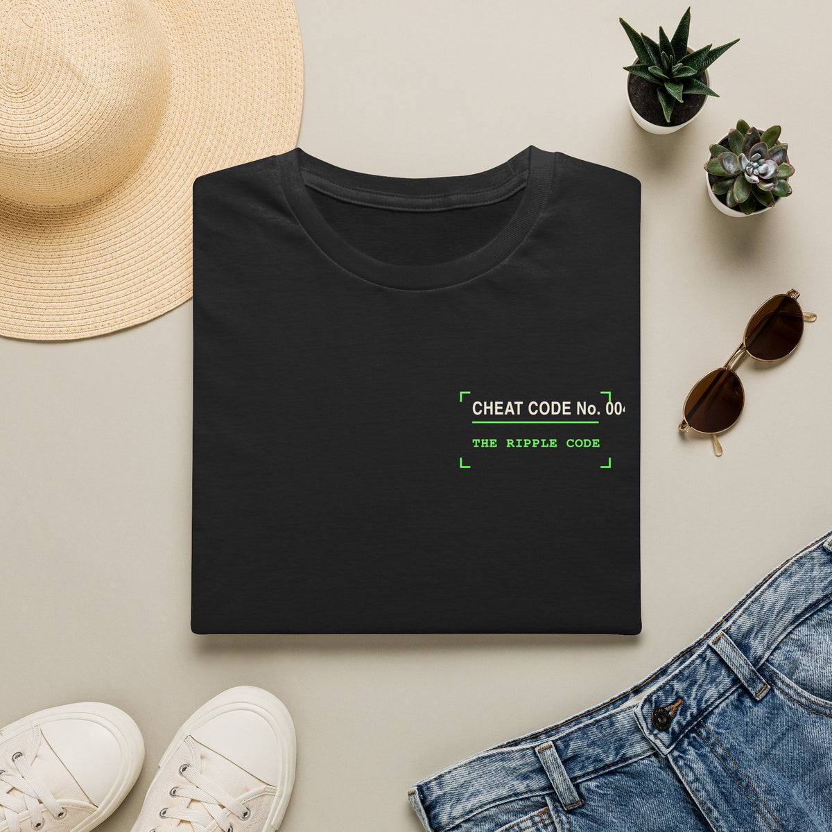 Minimalist 'The World Is Yours' White T-Shirt — Subtle Neon Chest Print