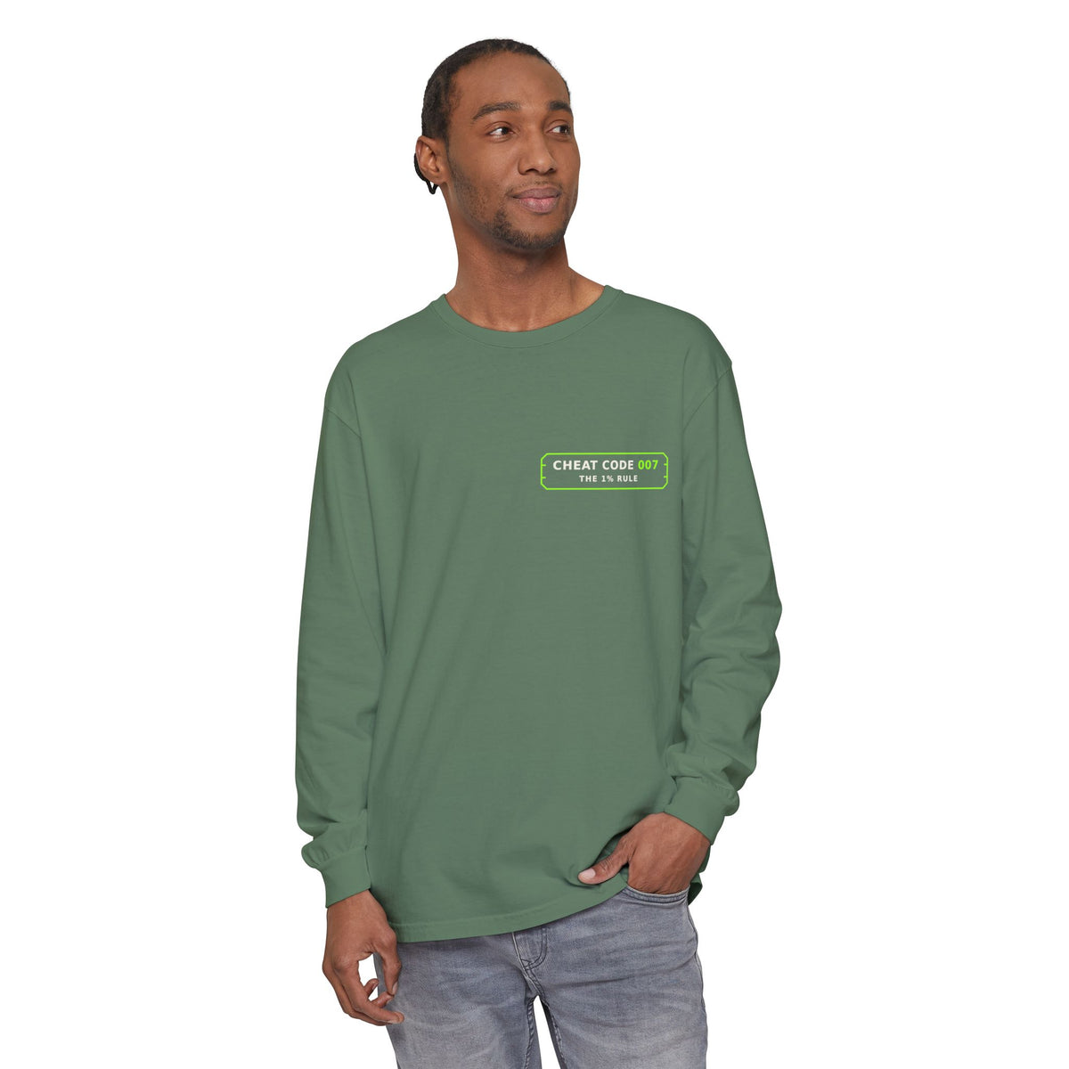 Long Sleeve T-Shirt — 'Cheat Code 007' 1% Daily Growth Motivational Tee