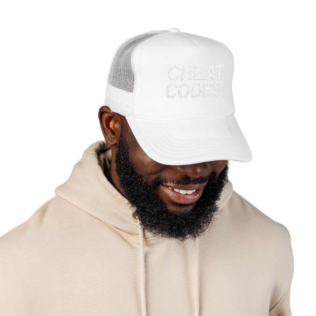 Cheat Codes Trucker Hat – Retro Gaming Foam Mesh Cap